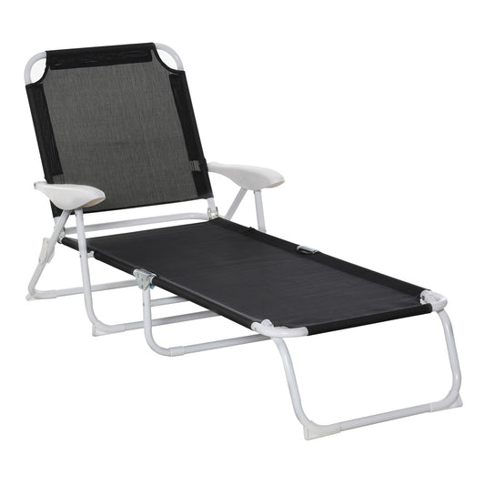 Outsunny Tumbona Reclinable Y Plegable De Jardín Respaldo Ajustable_0