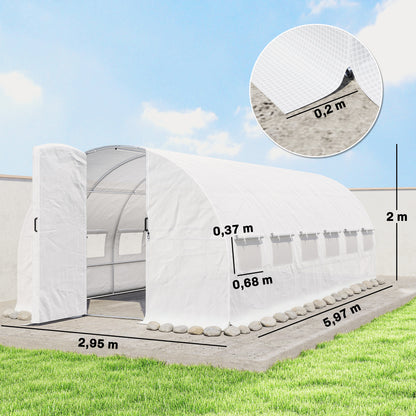 Outsunny Invernadero De Túnel 6x3x2 M Con Puerta Con Bisagras Y Ventanas Blanco_2