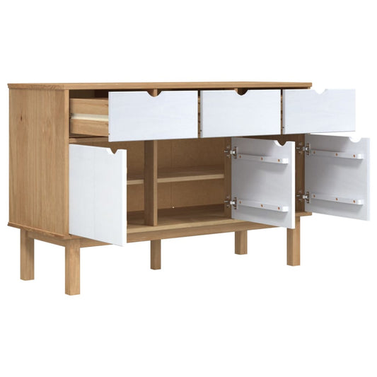 Aparador Otta Madera Maciza Pino Marrón Y Blanco 114x43x73,5 Cm / Vetonek_0