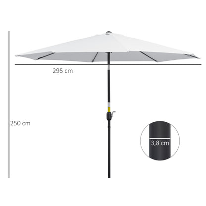 Outsunny Sombrilla De Jardín Ø295x250 Cm Con Manivela E Inclinación Blanco_2