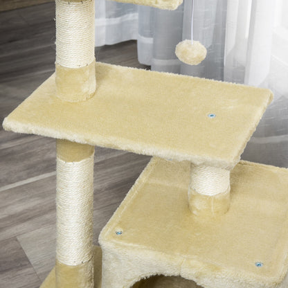 Pawhut Árbol Rascador Para Gatos 50x30x81,5 Cm Con Postes Plataformas Caja Bola_3