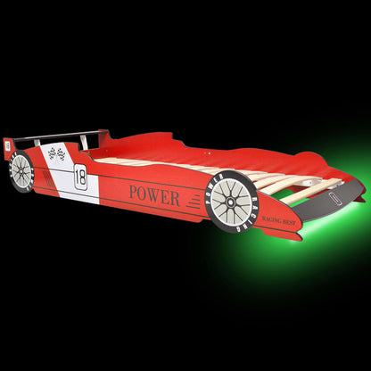 Cama Infantil Con Forma De Coche Carreras Y Led  90x200 Cm Roja / Vetonek_3