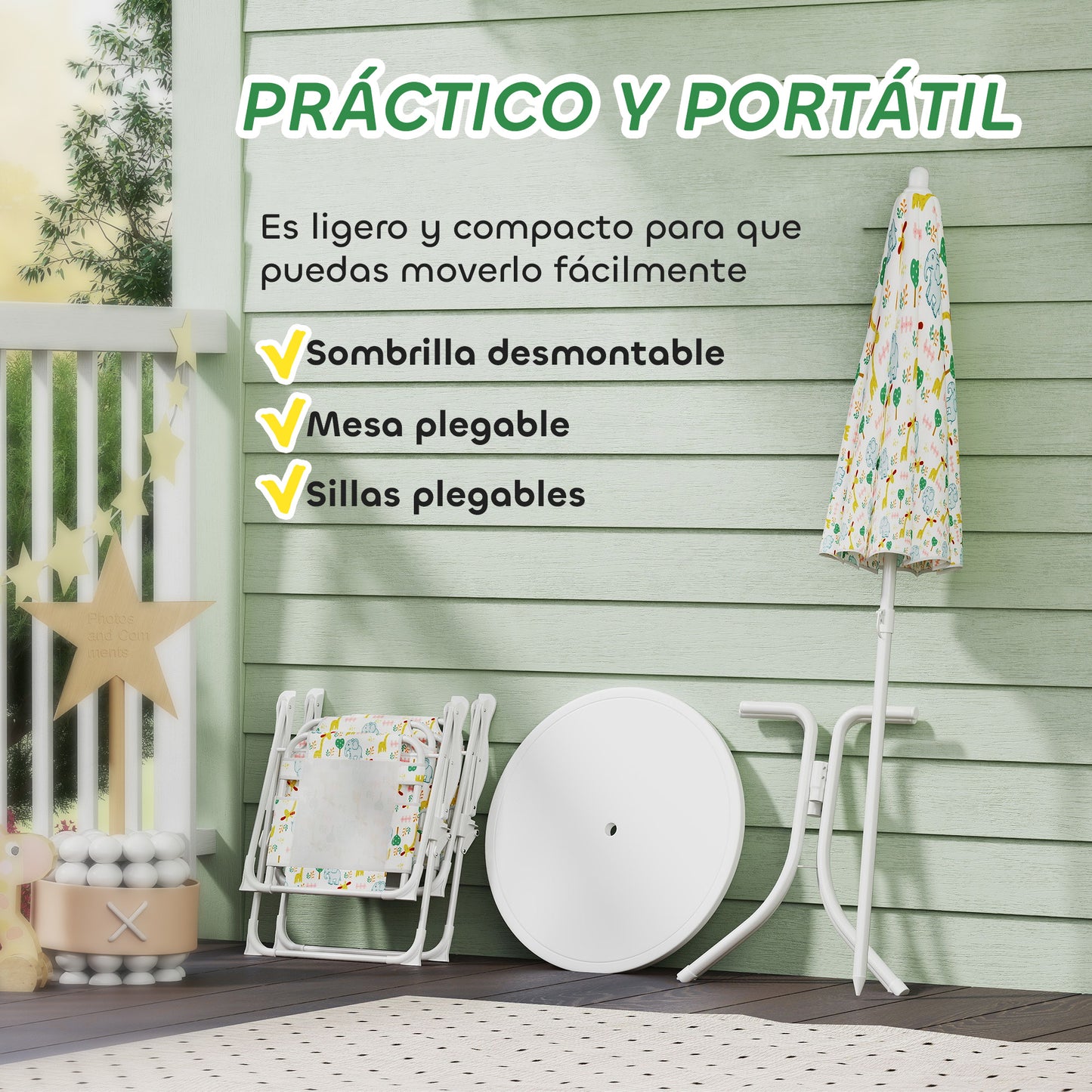 Aiyaplay Conjunto De Mesa Y Sillas Infantil De Jardín De 4 Piezas Blanco_5