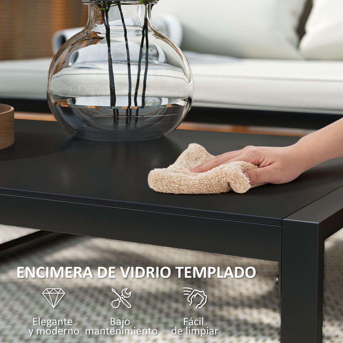 Outsunny Conjunto De Jardín Exterior De 4 Piezas De Ratán Natural Y Crema_5
