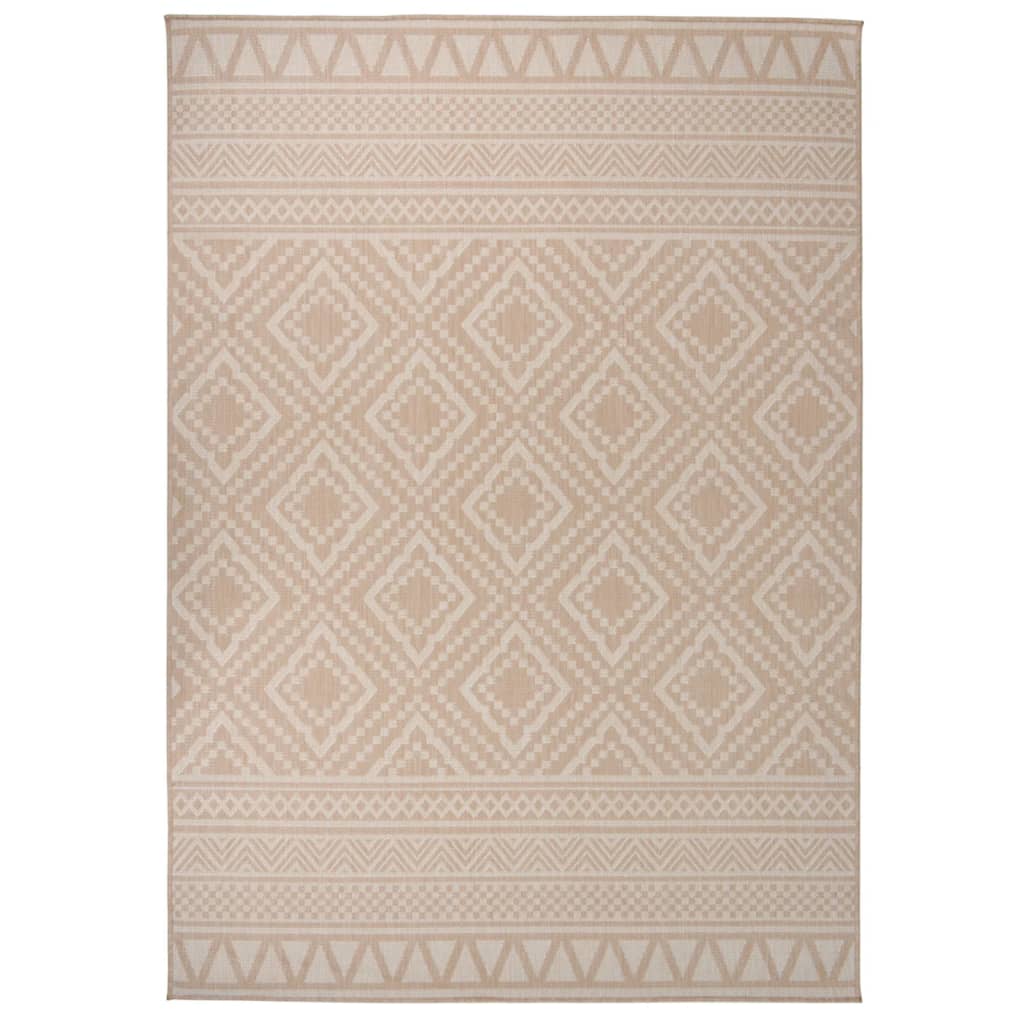 Alfombra De Exterior De Tejido Plano Rayas Marrones 140x200 Cm_1