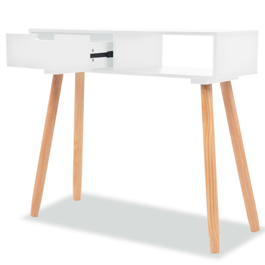 Mesa Consola De Madera Maciza De Pino Blanca 80x30x72 Cm_0