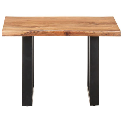 Mesa De Centro Borde Natural Madera Maciza Acacia 60x60x40 Cm_0