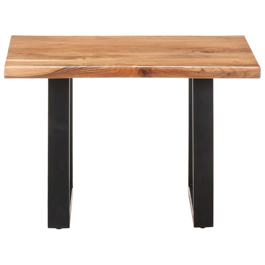 Mesa De Centro Borde Natural Madera Maciza Acacia 60x60x40 Cm_0