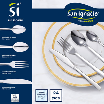 Pack De 3 Sartenes Ø20/24 Y 28 Cms + Set 24pc De Cubertería En Acero Inoxidable_4
