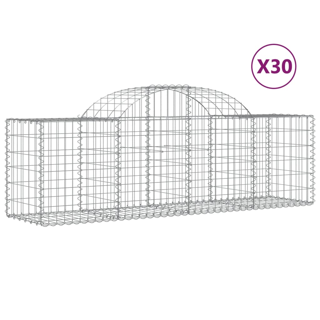 Cestas De Gaviones 30 Uds Forma De Arco Hierro 200x50x60/80 Cm_0