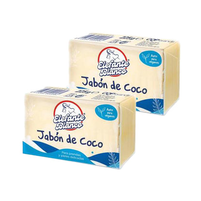 Pack 2x Jabón Coco Elefante Blanco, Mimidu, 225 g