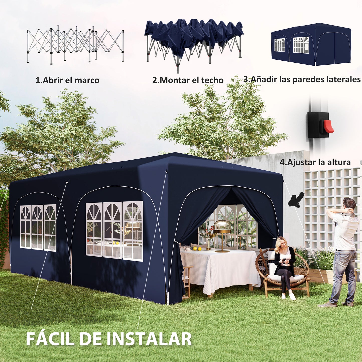 Outsunny Carpa Plegable 3x6 M_3