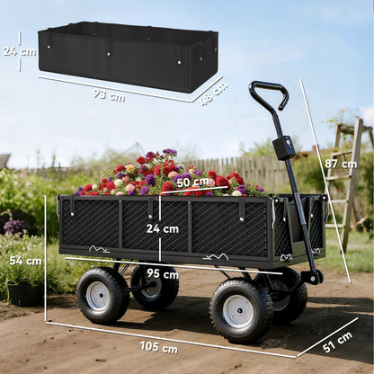 Outsunny Carrito De Jardín Con Ruedas Grandes_2