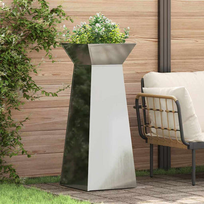 Maceta Pilar 2 Uds. Plateado 40 X 40 X 100 Cm Acero Galvanizado_1