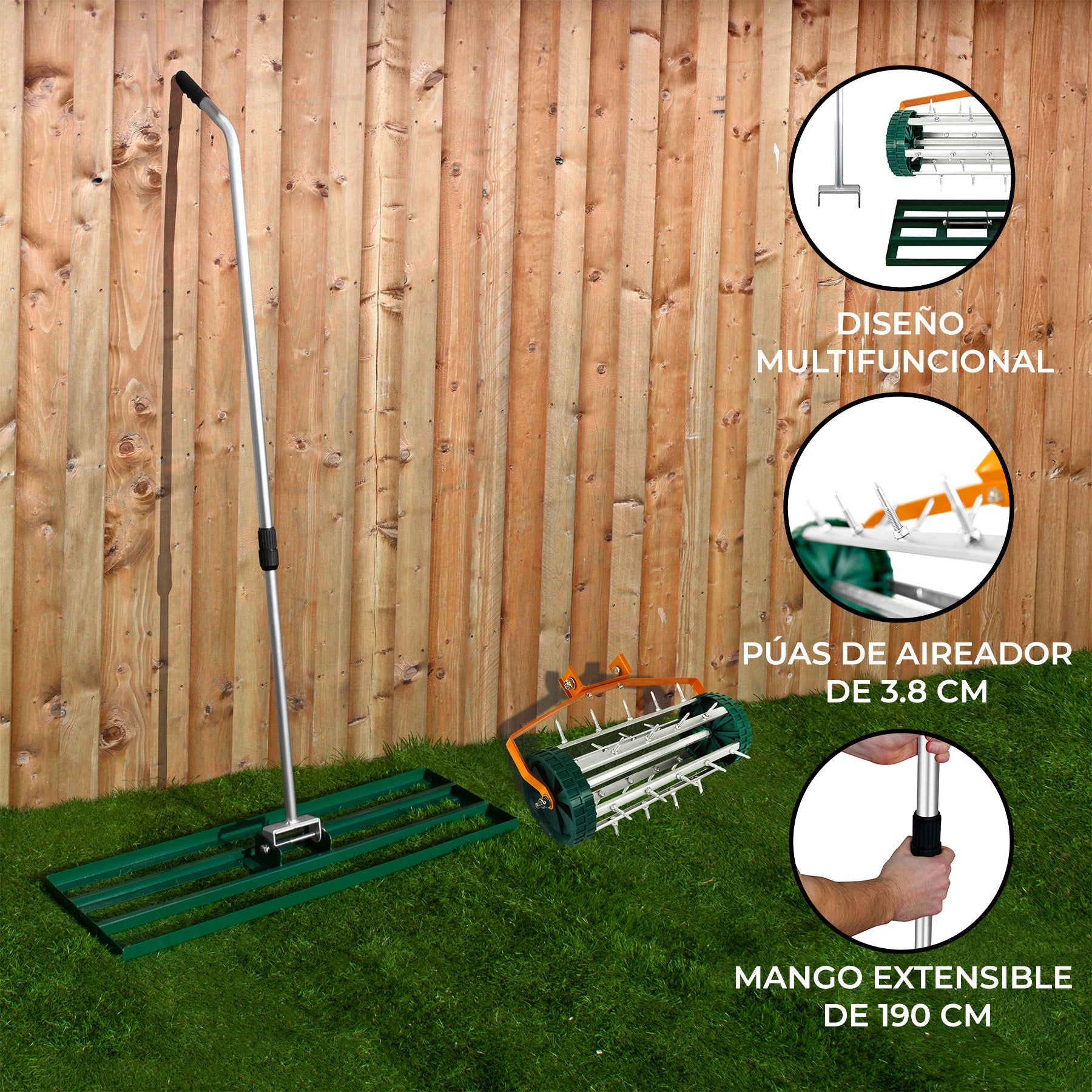 Nivelador De 100 Cm Y Aireador De Césped – Verde_1