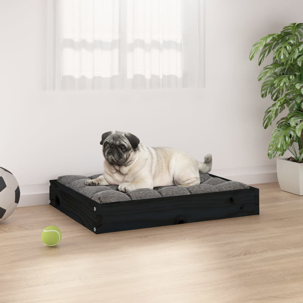 Vidaxl Cama Para Perros Madera Maciza De Pino Negro 61,5x49x9 Cm_1