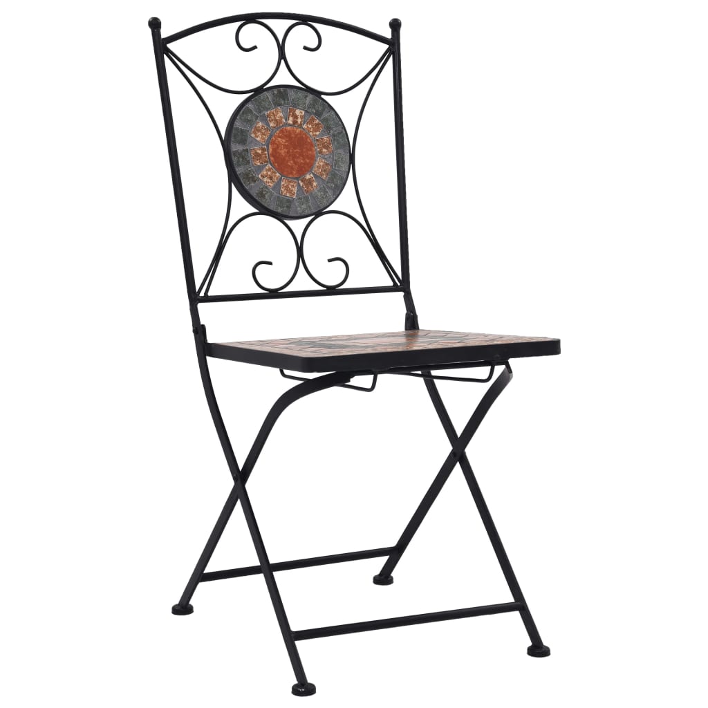 Vidaxl Set Mesa Y Sillas Bistró 3 Piezas Mosaico Cerámica Naranja/gris_5