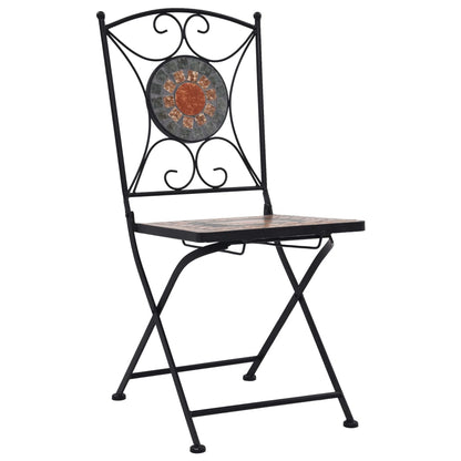 Vidaxl Set Mesa Y Sillas Bistró 3 Piezas Mosaico Cerámica Naranja/gris_5