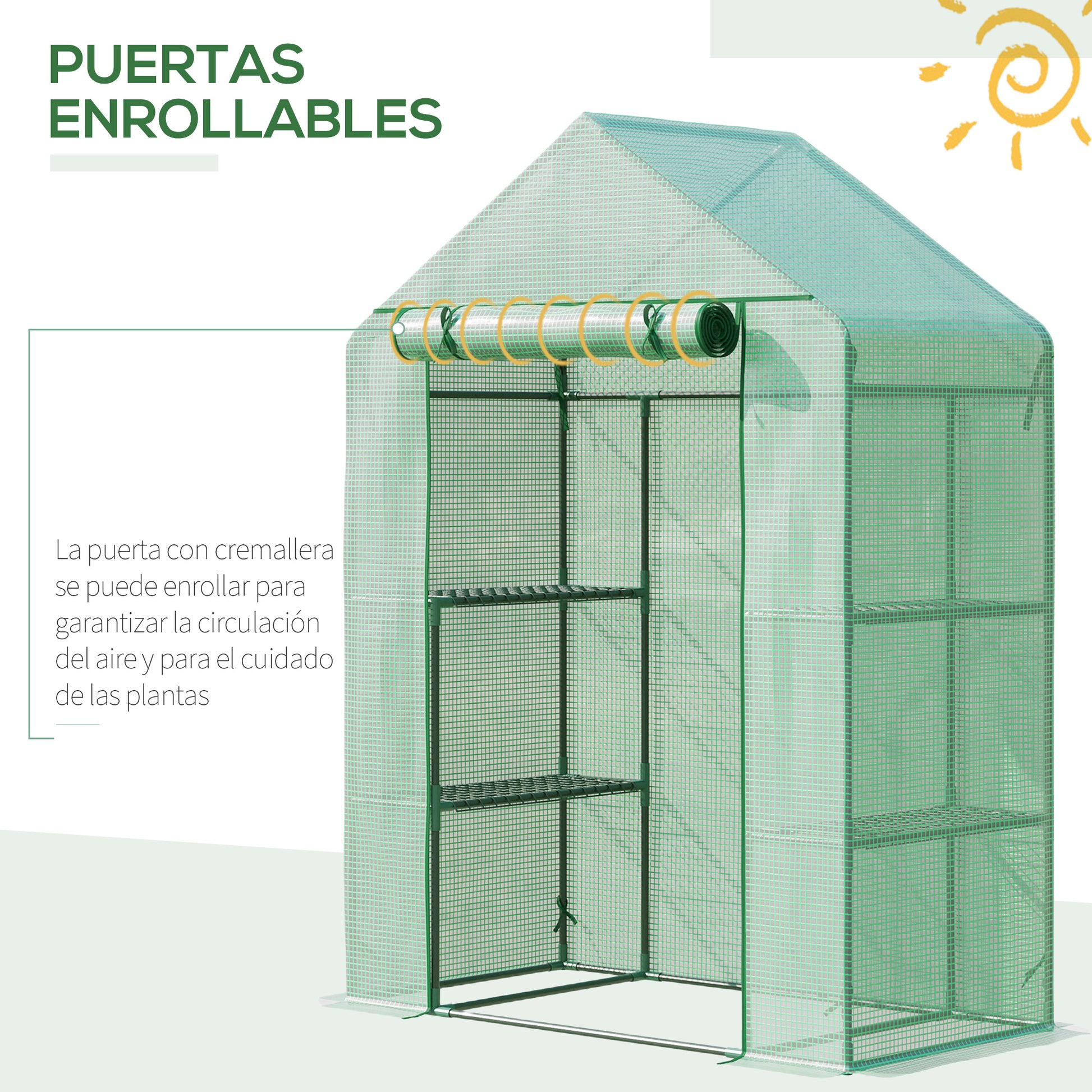 Outsunny Invernadero De Jardín 141x72x191 Cm Vivero Casero Con 4 Estantes Verde_4