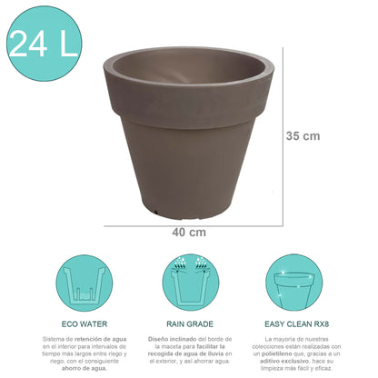 Macetero De Polietileno Por Rotomoldeo Color Topo 40x35 Cm_1