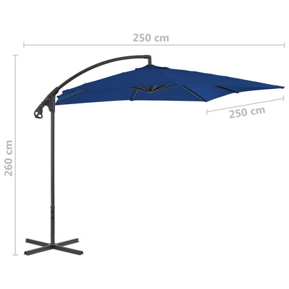 Vidaxl Sombrilla De Jardín Voladiza Palo De Acero Celeste 250x250 Cm_2