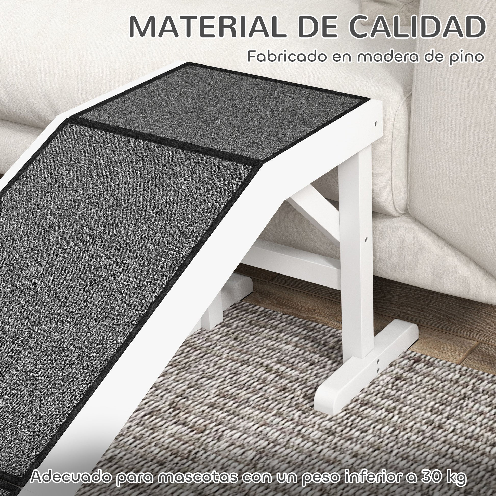 Pawhut Rampa Para Perros De Madera Con Alfombra Antideslizante 152x40x50 Cm_3