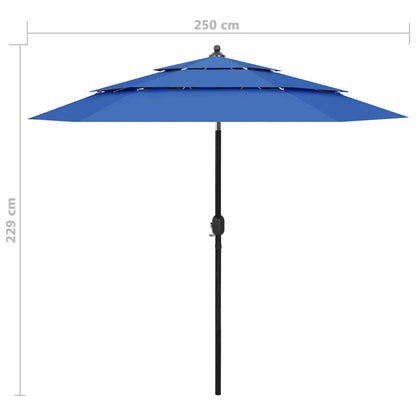 Vidaxl Sombrilla Jardín 3 Niveles Palo De Aluminio Azul Celeste 2,5 M_2