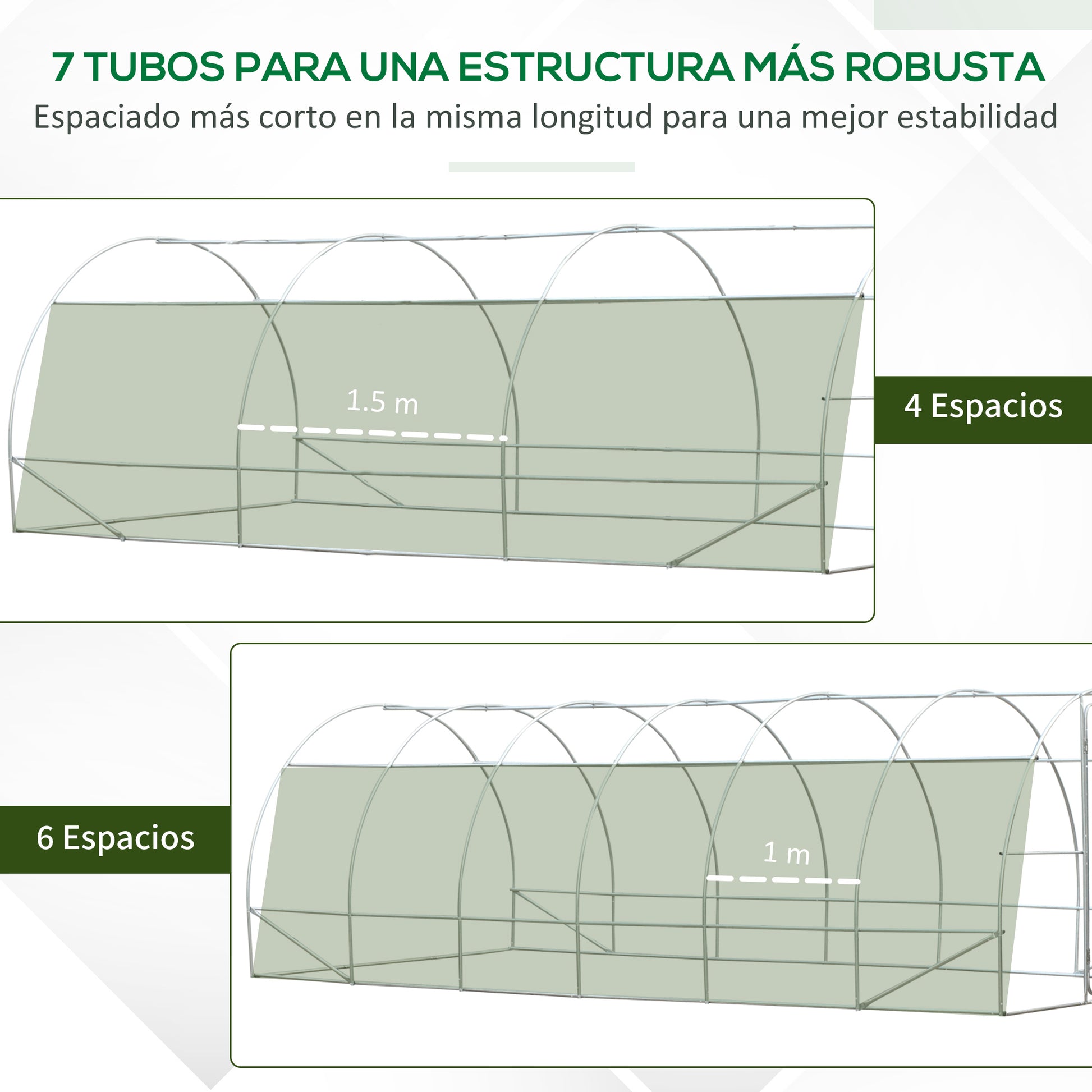 Homcom Invernadero Túnel 595x300x200 Cm 12 Ventanas Y Puerta Enrollable Blanco_4