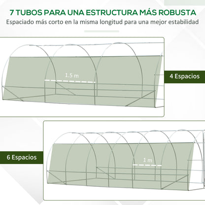 Homcom Invernadero Túnel 595x300x200 Cm 12 Ventanas Y Puerta Enrollable Blanco_4