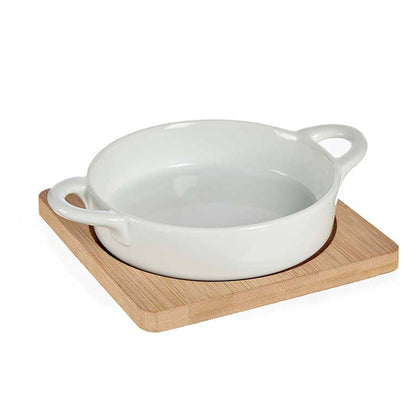 Bandeja Redonda Con Base Bambu 12,5cm Colección Vessia