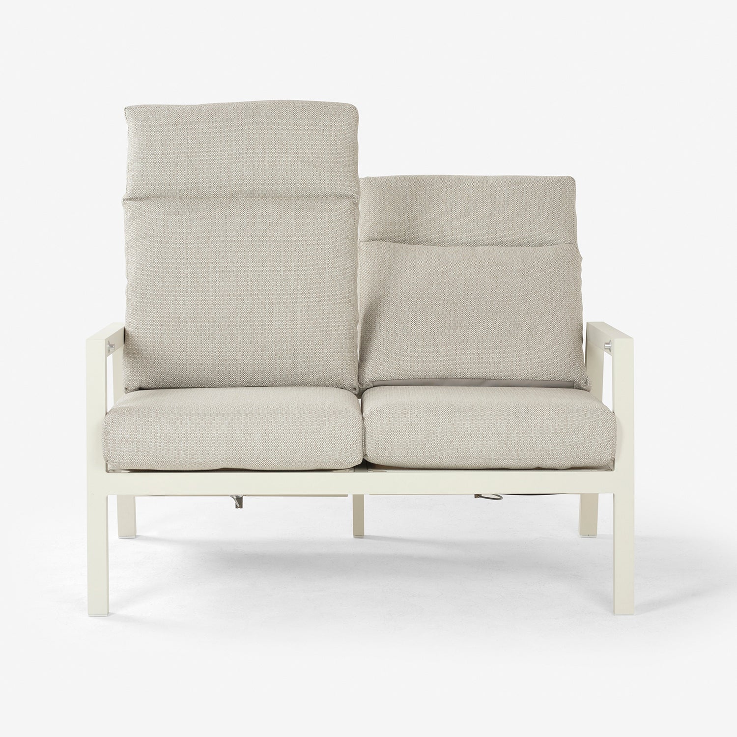 Conjunto Relax Reclinables, Mesa Regulable, Aluminio, Color Blanco Envejecido, Mesa:140x80x29/64cm Sillón:66x83x104 Cm Sofá:126x82x112 Cm Alto_3