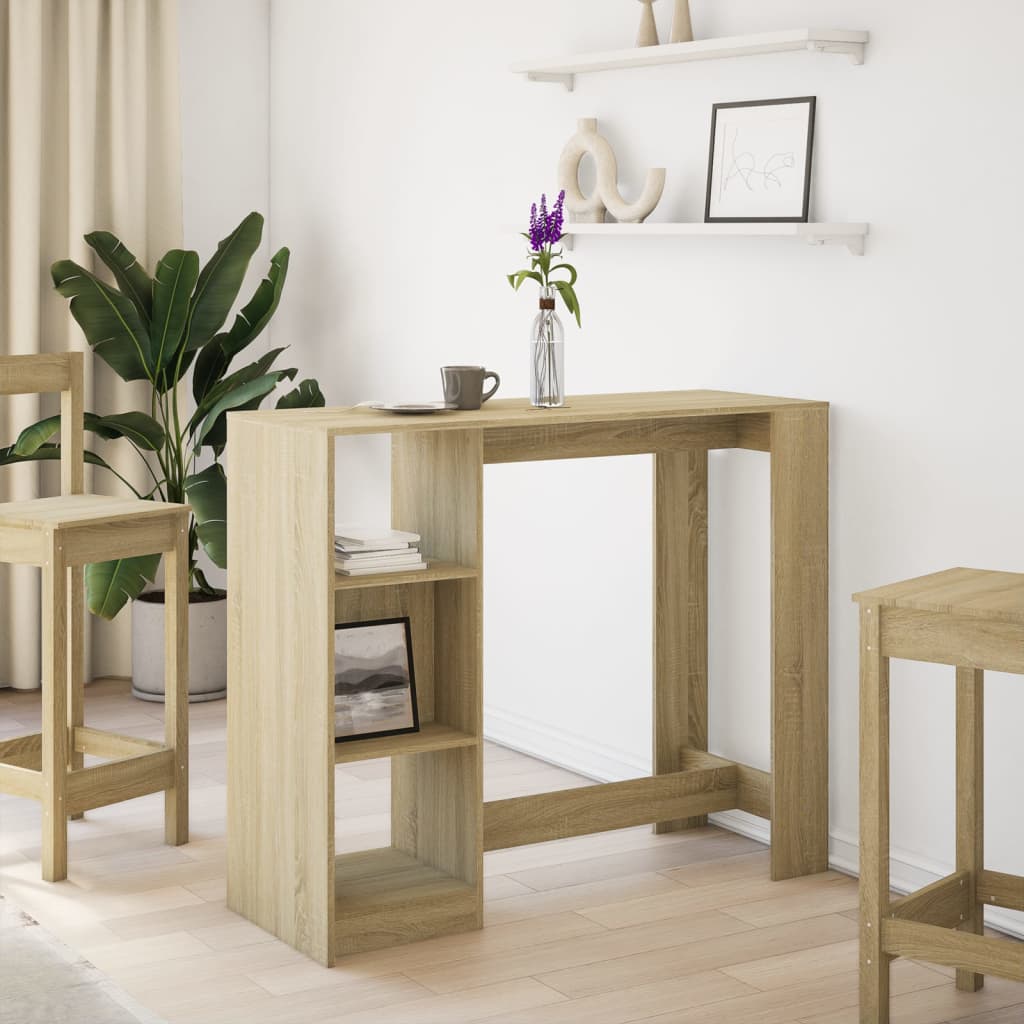 Mesa Bar Con Estante Madera Roble Sonoma 124x46x103,5 Cm_1