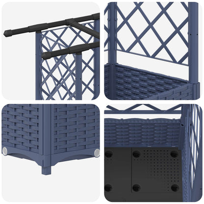 Cama Elevada Con Trellis Y Techo Gris 124 X 40 X 121 Cm Pp_5