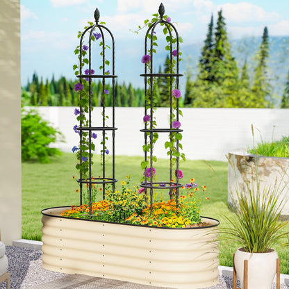 Outsunny Juego De 2 Obeliscos De Jardín De Acero 1,74 M Para Plantas Trepadoras_4
