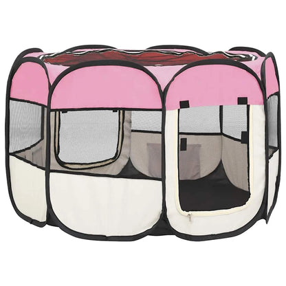 Parque De Perros Plegable Bolsa De Transporte Rosa 90x90x58 Cm_3