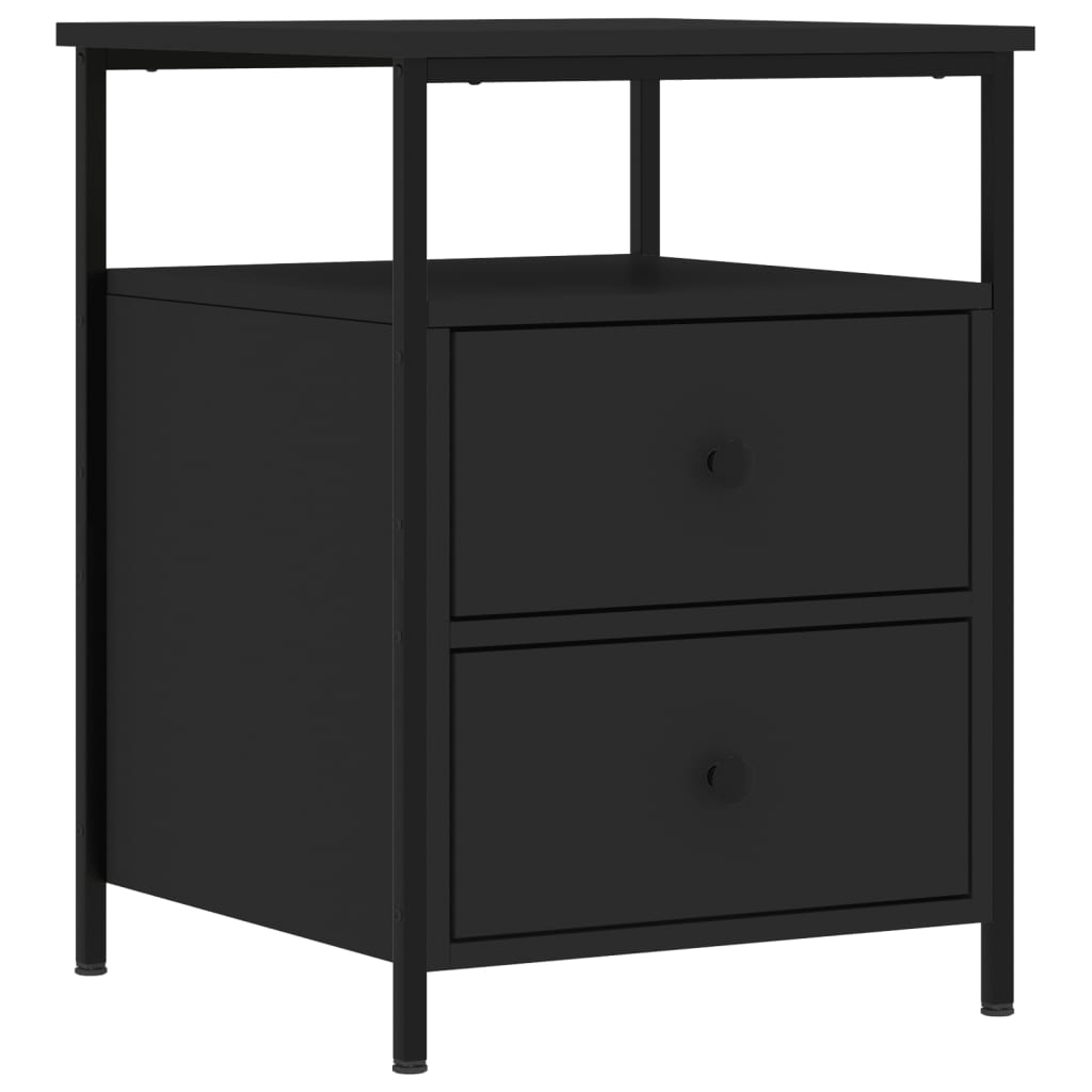Mesita De Noche Madera De Ingeniería Negro 44x45x60 Cm_0
