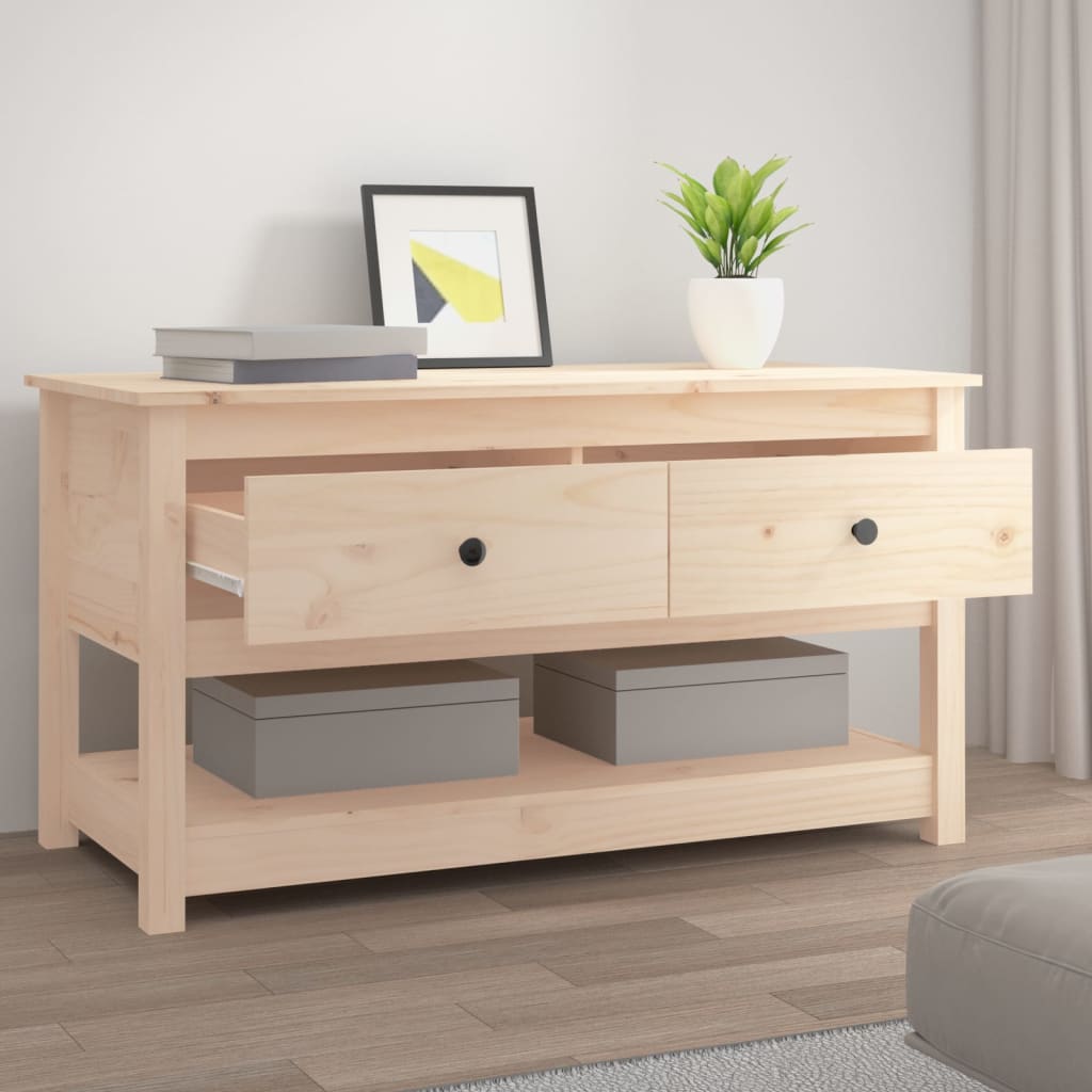 Mesa De Centro De Madera Maciza De Pino 102x49x55 Cm_4