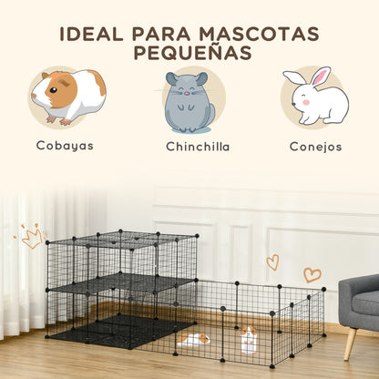 Pawhut Jaula Para Animales Pequeños Forma Personalizable 175x105x70 Cm Negro_3