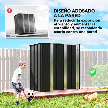 Outsunny Cobertizo De Jardín Exterior 163x89x163 Cm Puertas Con Pestillo Gris_5