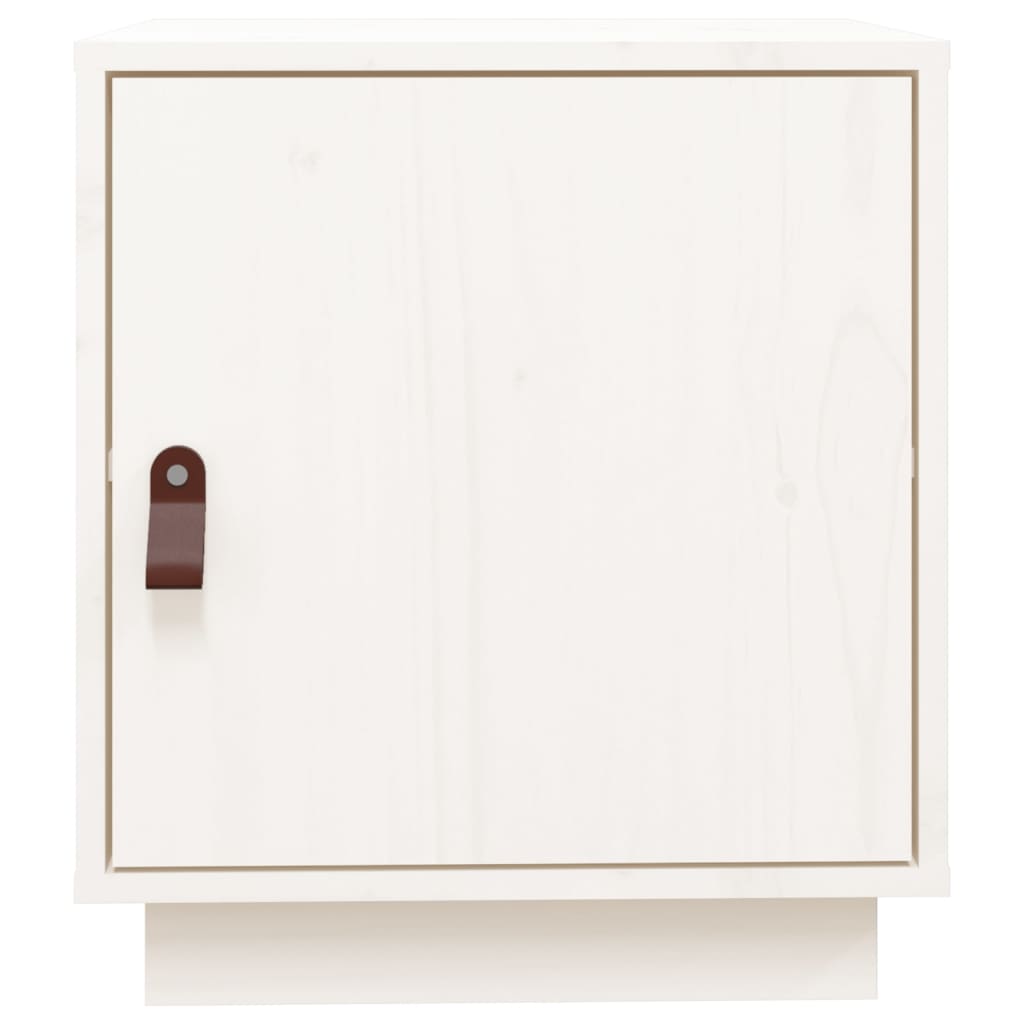 Mesita De Noche Madera Maciza De Pino Blanca 40x34x45 Cm_4