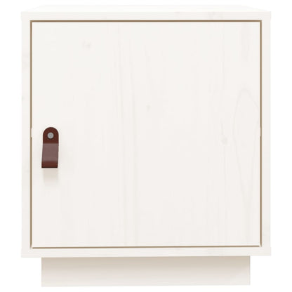 Mesita De Noche Madera Maciza De Pino Blanca 40x34x45 Cm_4