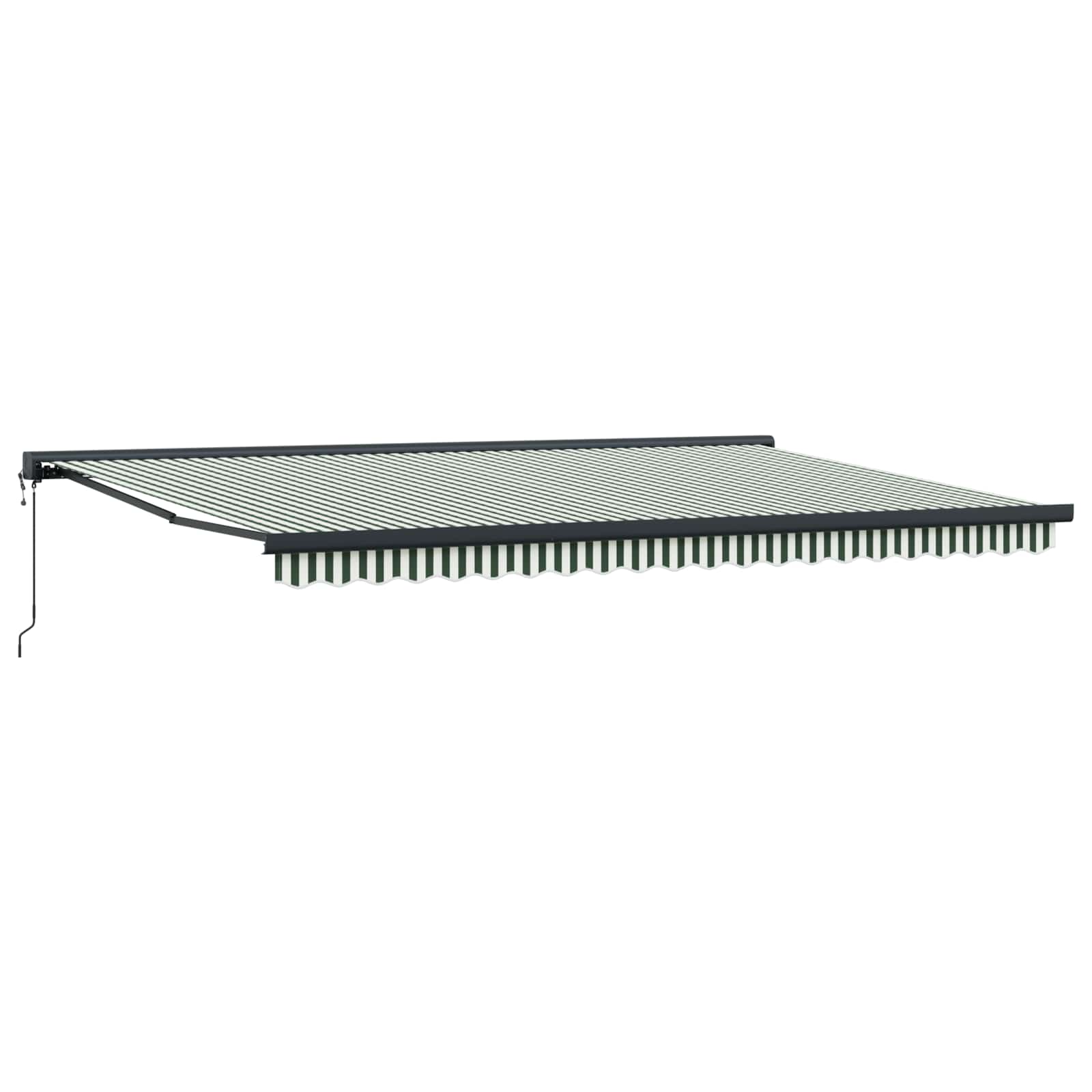 Toldo Retráctil Verde Y Blanco 500 X 300 X 165 Cm Tela Y Metal_0