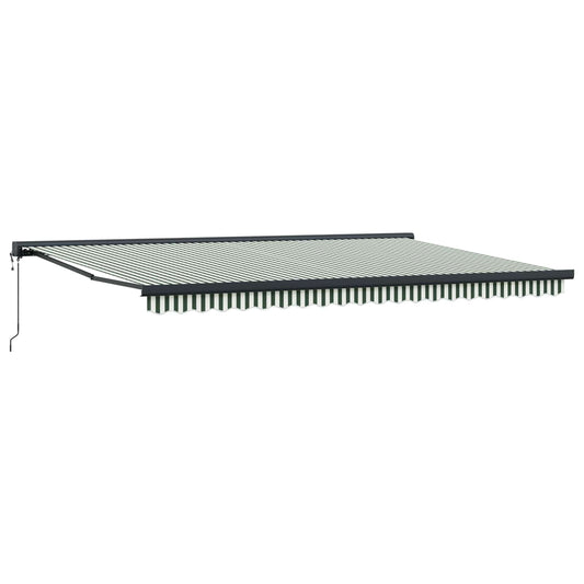 Toldo Retráctil Verde Y Blanco 500 X 300 X 165 Cm Tela Y Metal_0