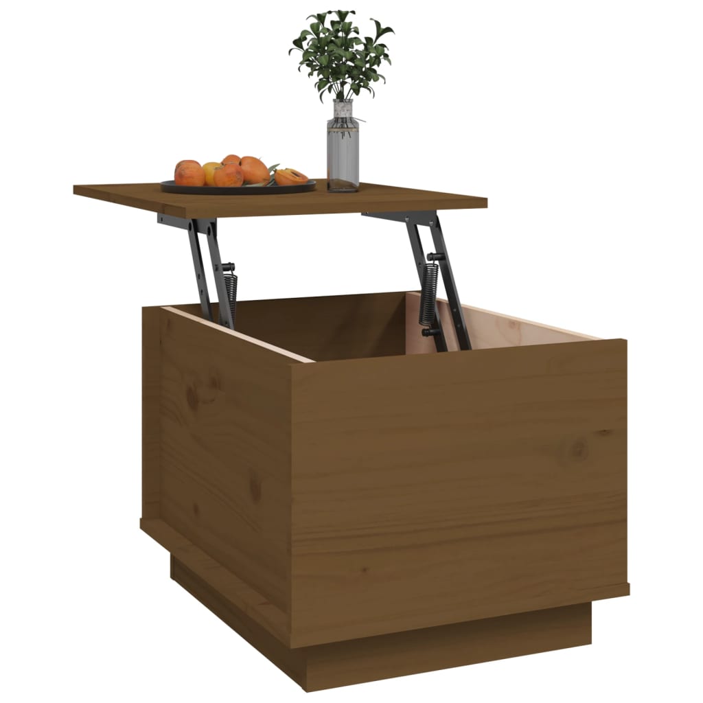Mesa De Centro Madera Maciza De Pino Marrón Miel 40x50x35 Cm_3