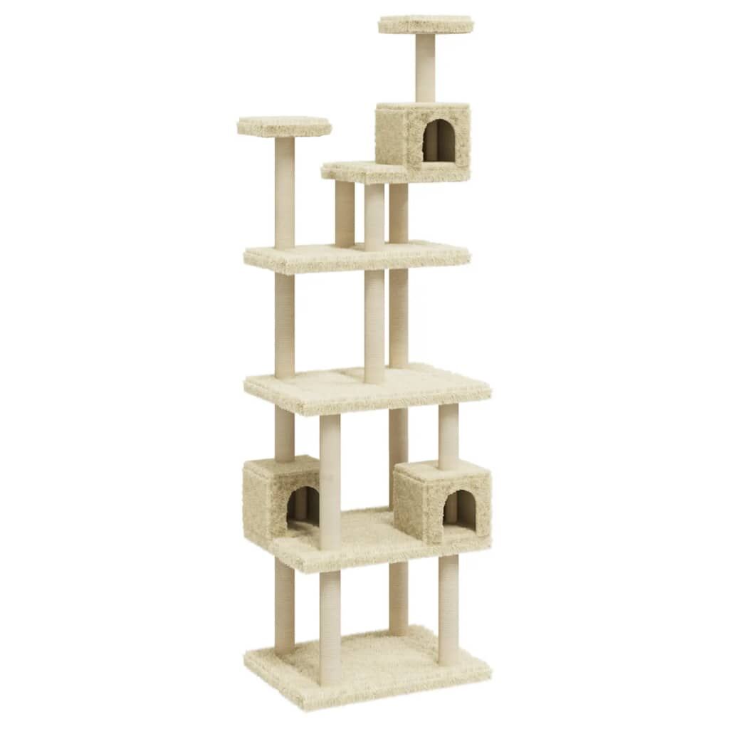 Vidaxl Rascador Para Gatos Con Postes De Sisal Crema 188 Cm_0