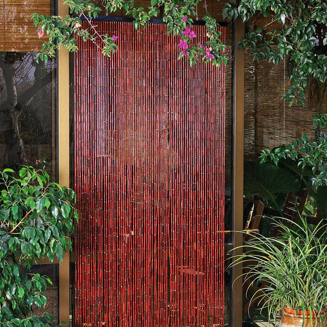 Cortina De Puerta Hong Kong Burdeos - Elegancia Natural 0,9x2 M / Multicolor_0