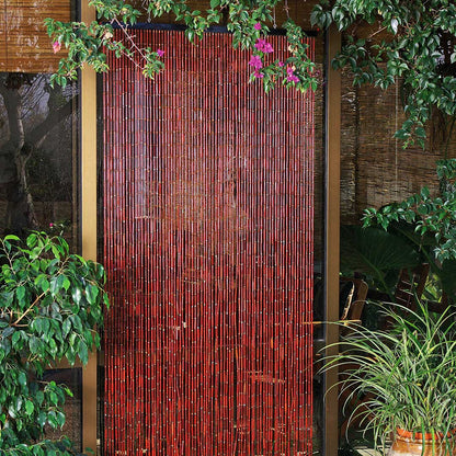 Cortina De Puerta Hong Kong Burdeos - Elegancia Natural 0,9x2 M / Multicolor_0
