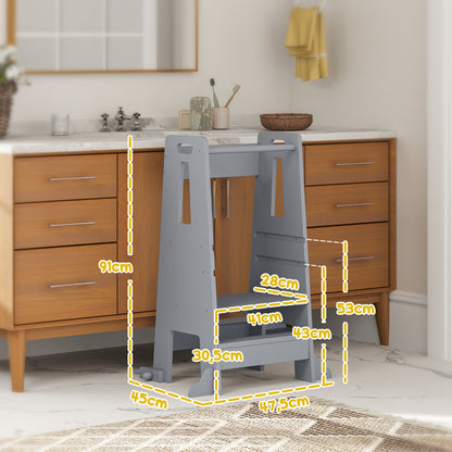 Aiyaplay Torre De Aprendizaje Con Pedal Altura Ajustable 45x47,5x91 Cm Gris_2