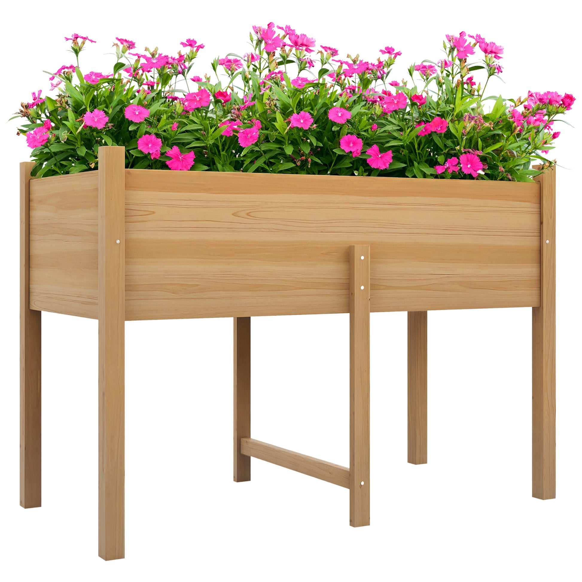Outsunny Mesa De Cultivo De Madera 115x55x80 Cm Con Tela No Tejida Natural_0