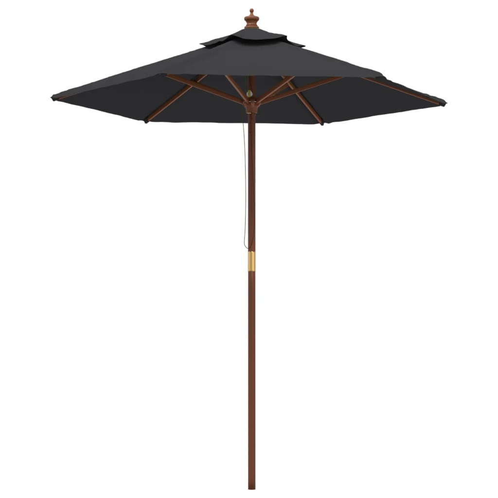 Sombrilla De Jardín Con Poste De Madera Negro 196x231 Cm_0